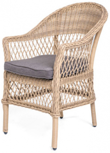 Кресло плетеное с подушкой 4SIS Сицилия алюминий, искусственный ротанг, ткань соломенный Фото 1