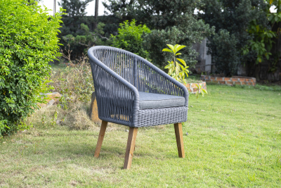 Кресло плетеное 4SIS Палермо акация, канат, ткань серый Фото 5
