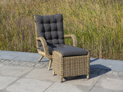 Кресло плетеное 4SIS Толедо алюминий, искусственный ротанг, ткань соломенный Фото 4