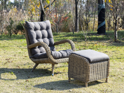Кресло плетеное 4SIS Толедо алюминий, искусственный ротанг, ткань соломенный Фото 5