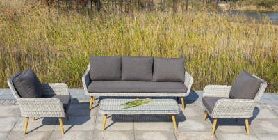 Комплект плетеной мебели 4SIS Прованс алюминий, искусственный ротанг, ткань светло-серый Фото 5