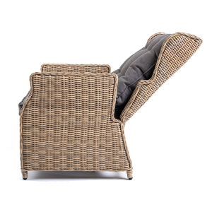 Кресло раскладное плетеное 4SIS Форио алюминий, искусственный ротанг, ткань соломенный Фото 3