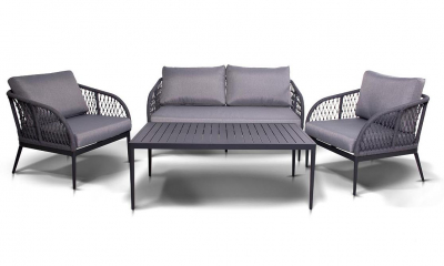 Комплект плетеной мебели 4SIS Канны алюминий, искусственный ротанг, ткань серый Фото 2