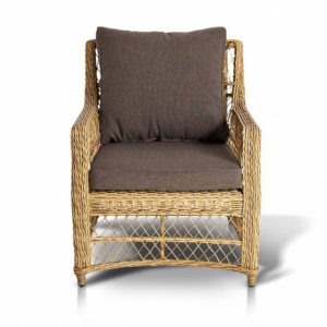 Кресло плетеное 4SIS Гранд Латте алюминий, искусственный ротанг, ткань соломенный Фото 2