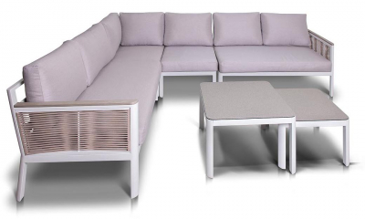 Модуль диванный угловой 4SIS Париж алюминий, ткань белый, бежевый Фото 5