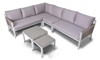 Модуль диванный угловой 4SIS Париж алюминий, ткань белый, бежевый Фото 6