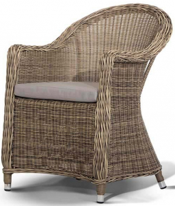 Кресло плетеное 4SIS Равенна алюминий, искусственный ротанг, ткань соломенный Фото 1
