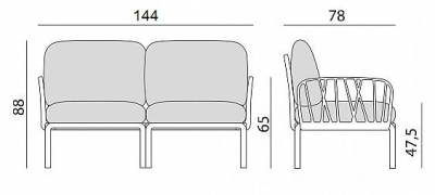 Диван пластиковый с подушками Nardi Komodo 2 стеклопластик, Sunbrella агава, авокадо Фото 2