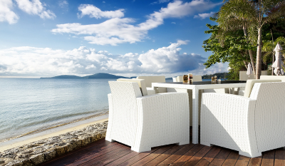 Кресло пластиковое плетеное с подушками Siesta Contract Monaco Lounge стеклопластик, полиэстер белый Фото 10