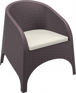 Кресло пластиковое плетеное с подушкой Siesta Contract Aruba стеклопластик, полиэстер коричневый Фото 1