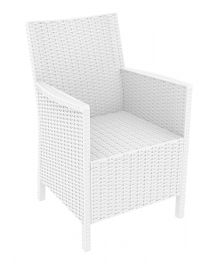 Кресло пластиковое плетеное с подушкой Siesta Contract California стеклопластик, полиэстер белый Фото 4