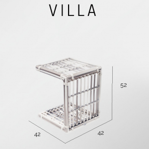 Столик плетеный для лежака Skyline Design Villa алюминий, искусственный ротанг, закаленное стекло белый Фото 3