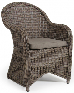 Кресло плетеное с подушкой BraFab Paulina алюминий, искусственный ротанг, ткань серый, темно-бежевый Фото 1