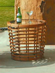 Столик плетеный со стеклом журнальный Skyline Design Villa алюминий, искусственный ротанг, закаленное стекло натуральный Фото 1