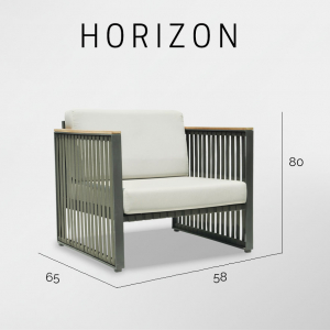 Кресло плетеное с подушками Skyline Design Horizon алюминий, тик, полиэстер, sunbrella черный, темно-серый, бежевый Фото 4