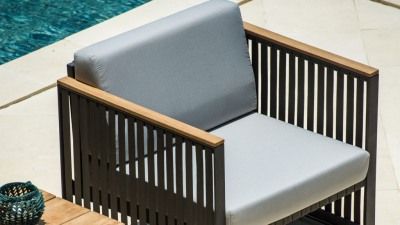 Кресло плетеное с подушками Skyline Design Horizon алюминий, тик, полиэстер, sunbrella черный, темно-серый, бежевый Фото 6