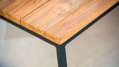 Столик деревянный журнальный Skyline Design Nautic алюминий, тик черный, натуральный Фото 7
