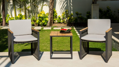 Кресло плетеное с подушками Skyline Design Horizon алюминий, тик, полиэстер, sunbrella черный, темно-серый, бежевый Фото 6