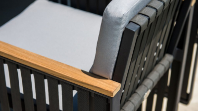 Кресло плетеное с подушками Skyline Design Horizon алюминий, тик, полиэстер, sunbrella черный, темно-серый, бежевый Фото 7