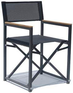 Кресло текстиленовое Skyline Design Venice алюминий, тик, слинг черный Фото 1