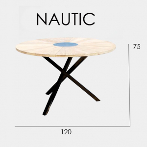 Стол деревянный обеденный Skyline Design Nautic алюминий, тик черный, натуральный Фото 3