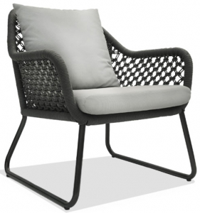 Кресло плетеное с подушками Skyline Design Moma алюминий, полипропилен, sunbrella черный, антрацит, бежевый Фото 1