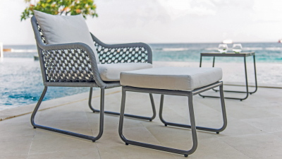 Кресло плетеное с подушками Skyline Design Moma алюминий, полипропилен, sunbrella черный, антрацит, бежевый Фото 6