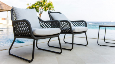 Кресло плетеное с подушками Skyline Design Moma алюминий, полипропилен, sunbrella черный, антрацит, бежевый Фото 7