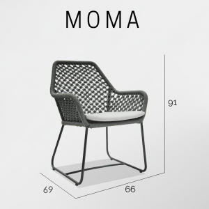 Кресло плетеное с подушкой Skyline Design Moma алюминий, полипропилен, sunbrella черный, антрацит, бежевый Фото 4