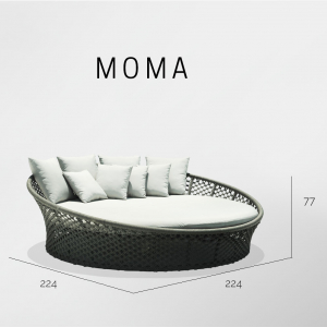 Лаунж-диван плетеный Skyline Design Moma алюминий, полипропилен, sunbrella черный, антрацит, бежевый Фото 4