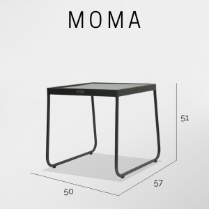 Столик плетеный со стеклом журнальный Skyline Design Moma алюминий, закаленное стекло черный Фото 3