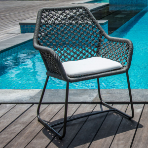 Кресло плетеное с подушкой Skyline Design Moma алюминий, полипропилен, sunbrella черный, антрацит, бежевый Фото 7