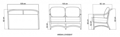 Диван плетеный с подушками Skyline Design Arena алюминий, искусственный ротанг, sunbrella белый, бежевый Фото 5