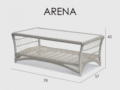 Столик плетеный со стеклом журнальный Skyline Design Arena алюминий, искусственный ротанг, закаленное стекло белый Фото 3