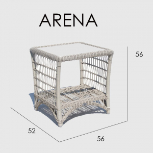 Столик плетеный со стеклом журнальный Skyline Design Arena алюминий, искусственный ротанг, закаленное стекло белый Фото 3