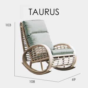 Кресло-качалка плетеное с подушками Skyline Design Taurus алюминий, искусственный ротанг, sunbrella серый, бежевый Фото 4