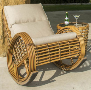 Кресло-качалка плетеное с подушками Skyline Design Taurus алюминий, искусственный ротанг, sunbrella натуральный, бежевый Фото 1