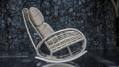 Кресло-качалка плетеное с подушками Skyline Design Taurus алюминий, искусственный ротанг, sunbrella белый, бежевый Фото 8