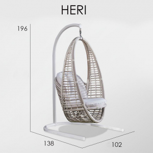 Кресло подвесное плетеное с подушками Skyline Design Heri алюминий, искусственный ротанг, sunbrella натуральный, бежевый Фото 4