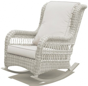 Кресло-качалка плетеное с подушками Skyline Design Ebony алюминий, искусственный ротанг, sunbrella белый, бежевый Фото 1