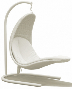 Кресло подвесное плетеное с подушкой Skyline Design Christy алюминий, искусственный ротанг, sunbrella белый, бежевый Фото 1