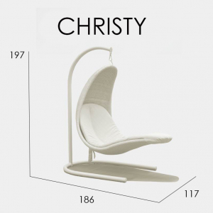 Кресло подвесное плетеное с подушкой Skyline Design Christy алюминий, искусственный ротанг, sunbrella мокка, бежевый Фото 4
