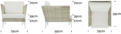 Кресло плетеное с подушками Skyline Design Brafta алюминий, искусственный ротанг, sunbrella белый, бежевый Фото 5