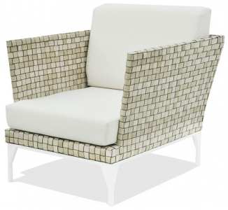 Кресло плетеное с подушками Skyline Design Brafta алюминий, искусственный ротанг, sunbrella белый, бежевый Фото 1