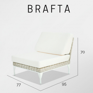 Модуль плетеный центральный с подушками Skyline Design Brafta алюминий, искусственный ротанг, sunbrella белый, бежевый Фото 4