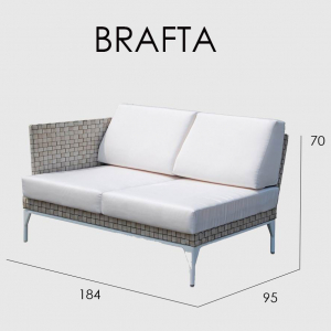 Модуль плетеный левый с подлокотником Skyline Design Brafta алюминий, искусственный ротанг, sunbrella белый, бежевый Фото 4
