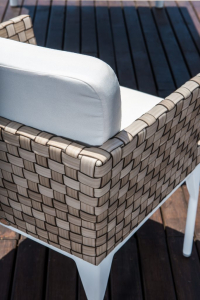 Кресло плетеное с подушками Skyline Design Brafta алюминий, искусственный ротанг, sunbrella белый, бежевый Фото 8