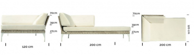 Шезлонг-лежак правый плетеный с матрасом Skyline Design Brafta алюминий, искусственный ротанг, sunbrella белый, бежевый Фото 2