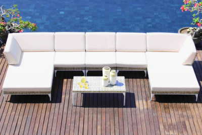 Комплект плетеной мебели Skyline Design Brafta алюминий, искусственный ротанг, sunbrella белый, бежевый Фото 1