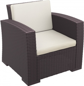 Кресло пластиковое плетеное с подушками Siesta Contract Monaco Lounge стеклопластик, полиэстер коричневый Фото 1